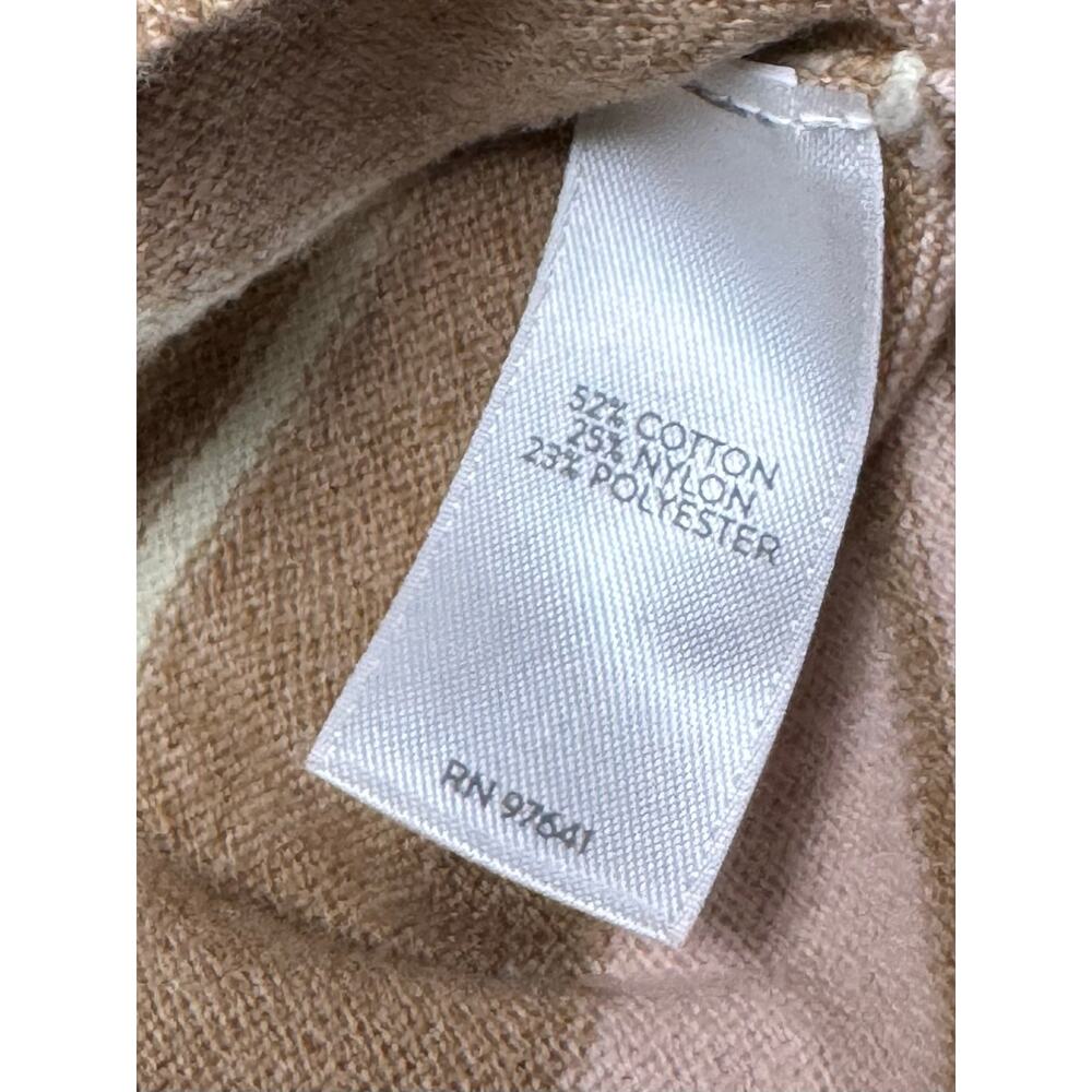 J Jill Striped Sweater Womens Medium Tan Beige Pink Yellow Relaxed Pullover - Picture 6 of 6